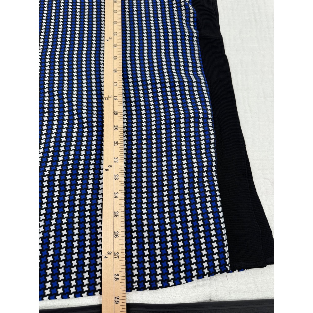 Michael Kors Top 1X Blue Houndstooth Dolman Sleeve Crew Neck Blouse - Picture 5 of 7